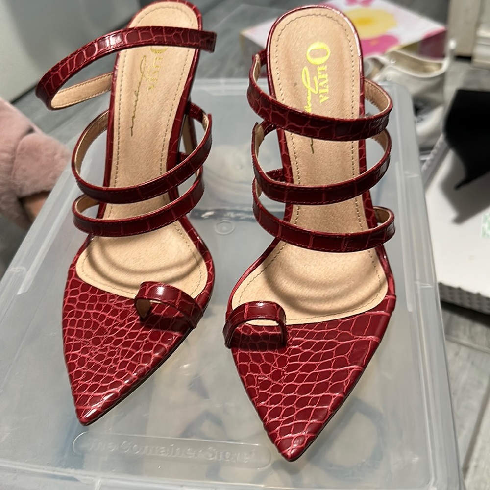 Burgundy sandal heels